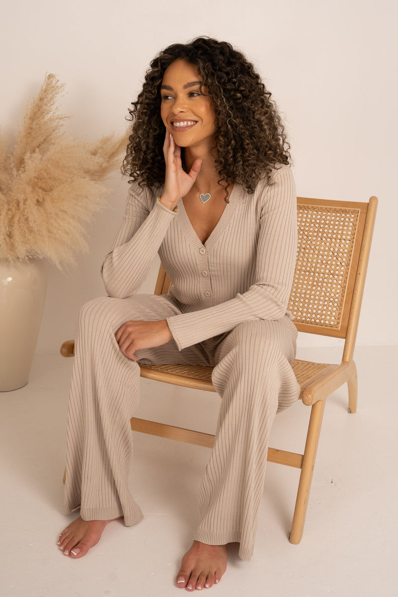 Ribbed Trousers - Stone