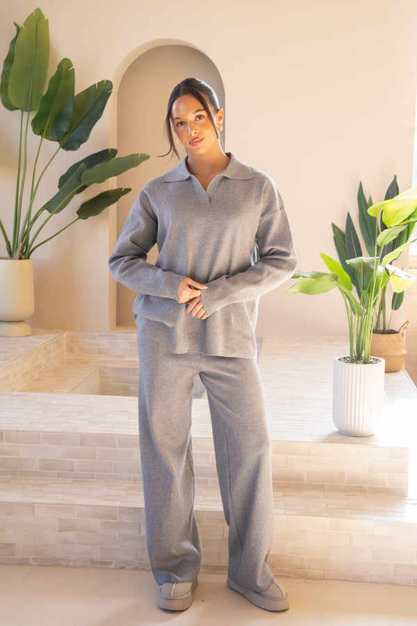 Premium Blend Open Neck Polo Full Set - Grey