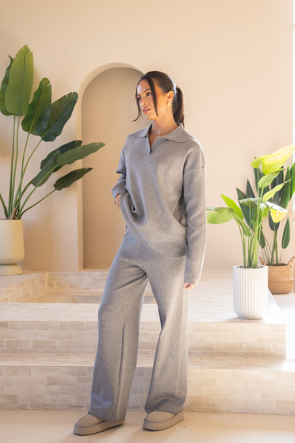 Premium Blend Open Neck Polo Full Set - Grey